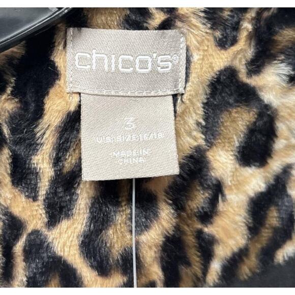 Chico's Leopard Faux Fur Coat Size 3 | Festival Burning Man Vibes | NWT - Picture 2 of 4